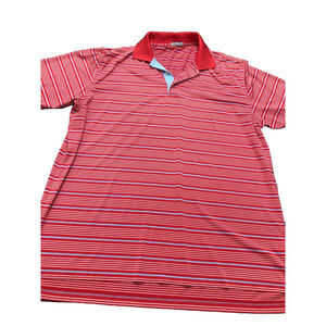 Peter Millar Polo Mens XXL Red Blue Summer Comfort Striped Short Sleeve Golf